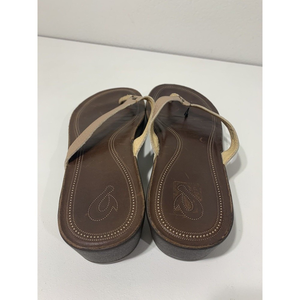 Olukai Women's Aukai Leather Wedge Sandals - Copper/Dark Java Size 10 - Picture 3 of 7